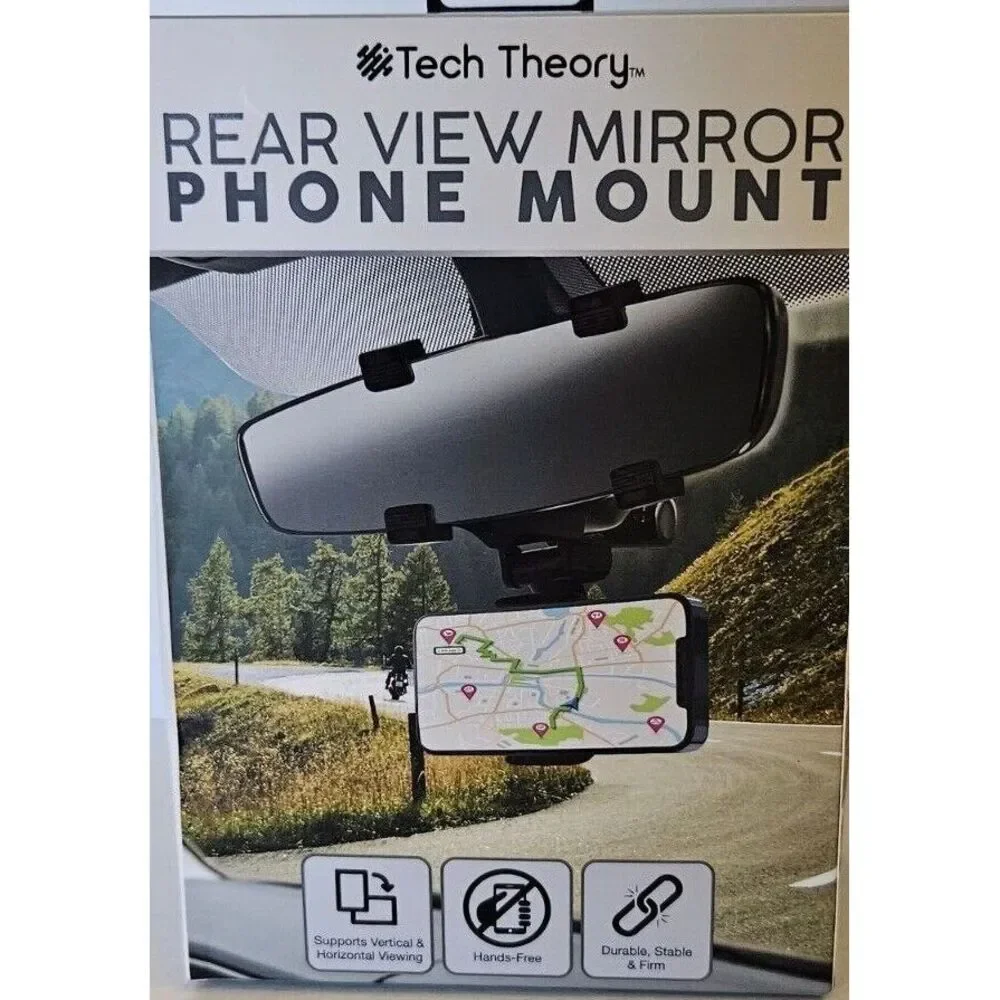 Tech Theory Rear View Mirror Phone Mount Hands Free, Durable, Stable and Firm.